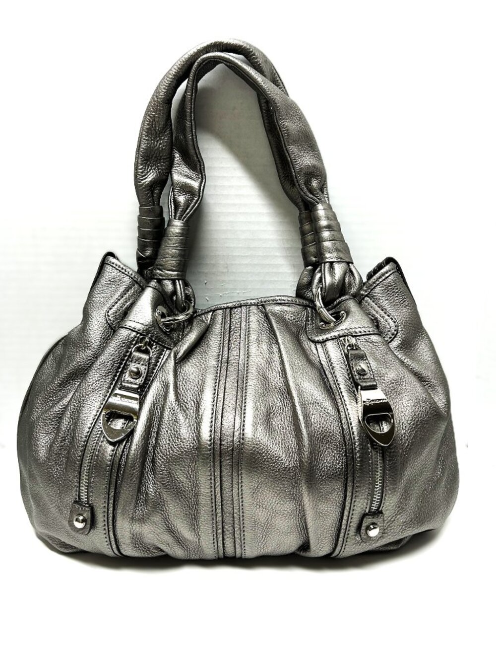 B.Makowsky silver pebble leather shoulder bag - Picture 2 of 16
